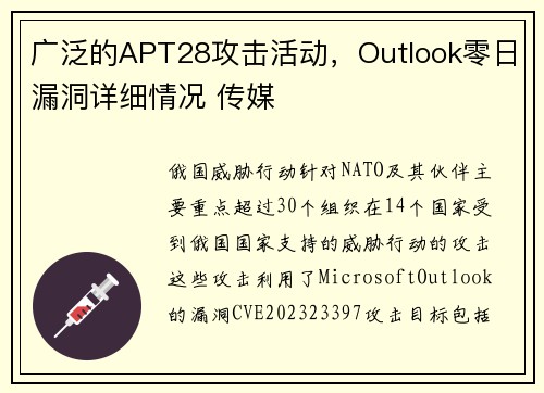 广泛的APT28攻击活动，Outlook零日漏洞详细情况 传媒