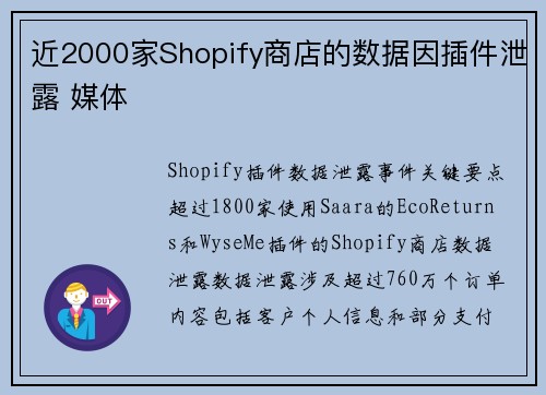 近2000家Shopify商店的数据因插件泄露 媒体