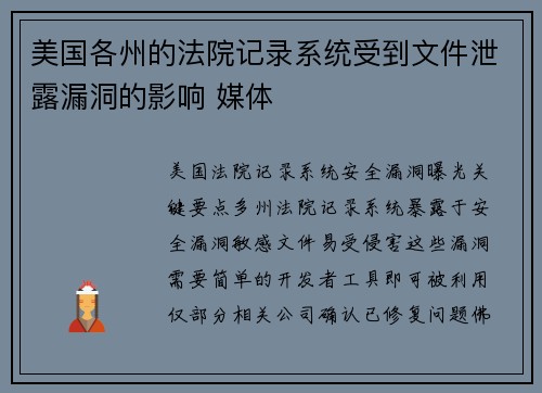 美国各州的法院记录系统受到文件泄露漏洞的影响 媒体